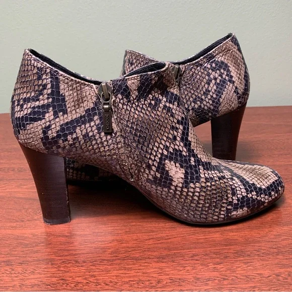 Geox Respira | Snakeskin Print Italian Leather Booties - EU 38 - Picture 2 of 10